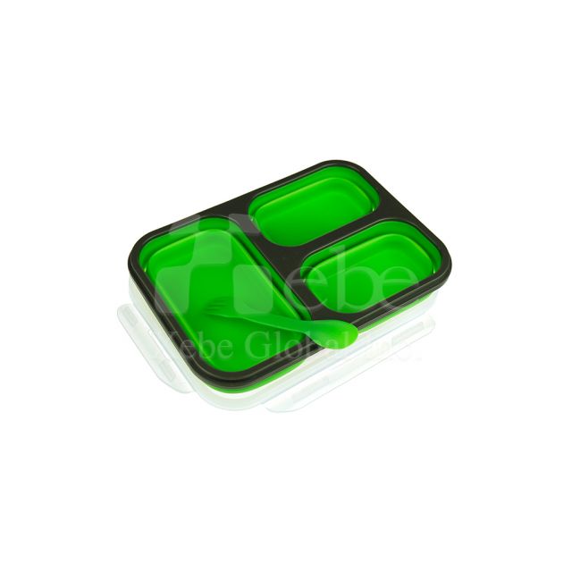 綠色三格塑膠訂做便當盒