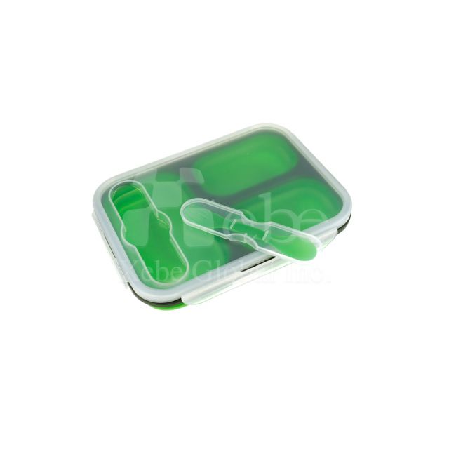 綠色三格塑膠訂做便當盒
