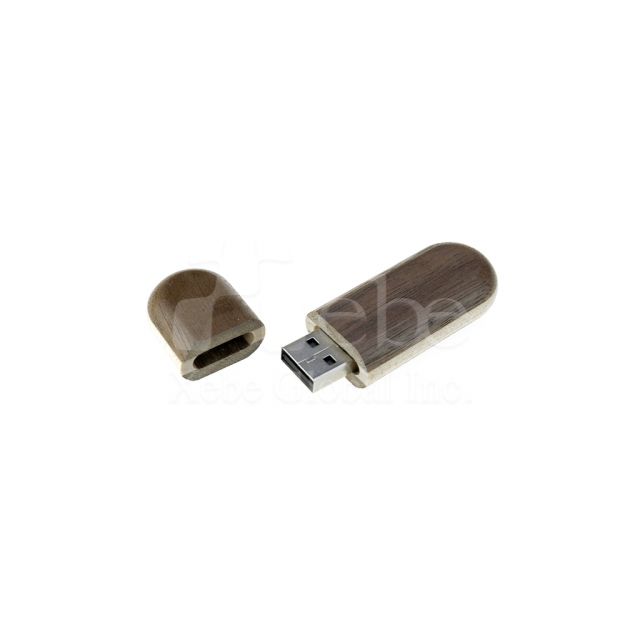 customized dark wood open top flash drive