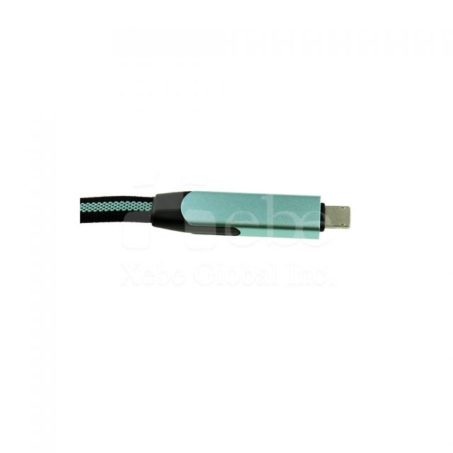 藍色旋轉頭設計訂造USB叉電線