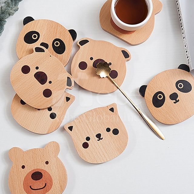 熊貓造型木頭訂造杯墊