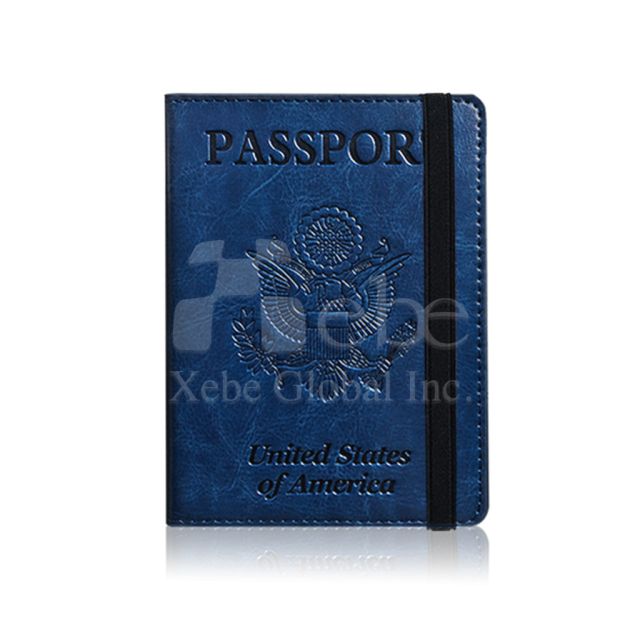 深藍色訂造束帶護照夾