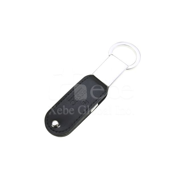 black leather USB key ring