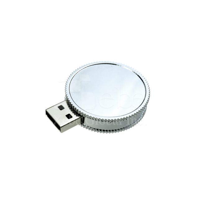 silver circle  metal USB 
