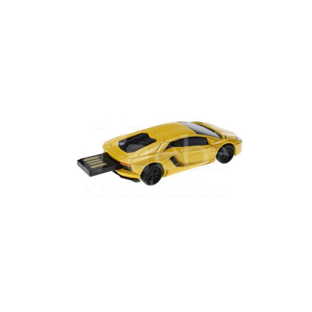 cool yellow sports car flash drive