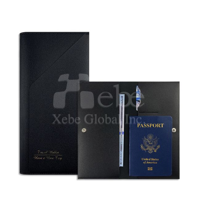 訂造黑色護照套 釦式長版護照夾