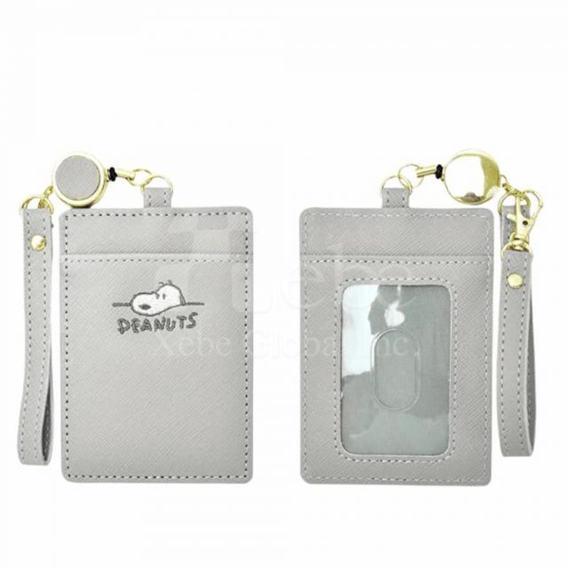 customized electro embroidered leather card holder