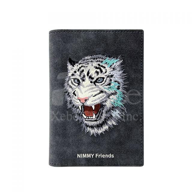 electric embroidered leather passport cover