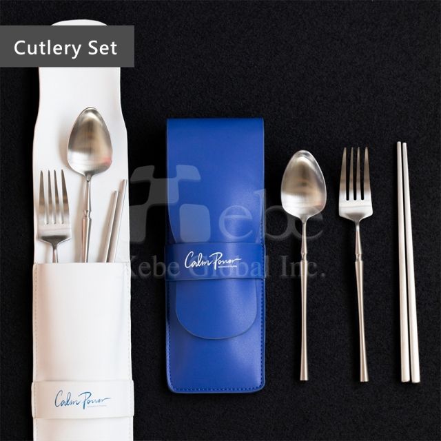 customized eco friendly cutlery set with leather cover