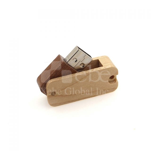 two color rotating wooden flash drive